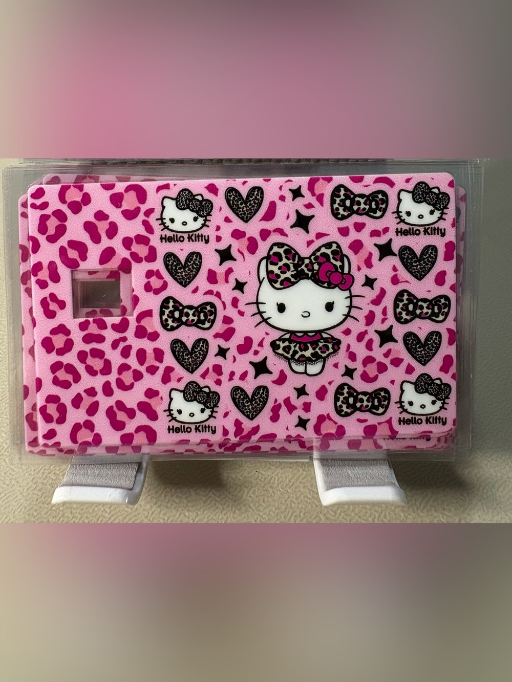 Hello Kitty Pink Leopard Print Card Sticker